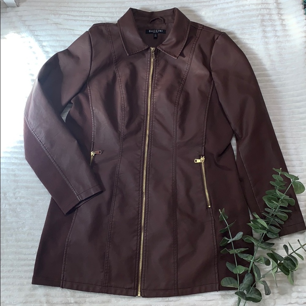 Women’s Baccini Brown Faux Leather Jacket Size L